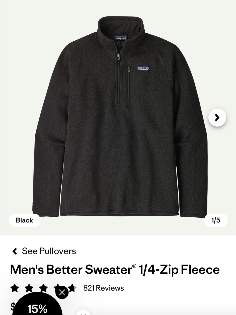 Patagonia Men's Better Sweater 1/4-Zip Fleece - Black